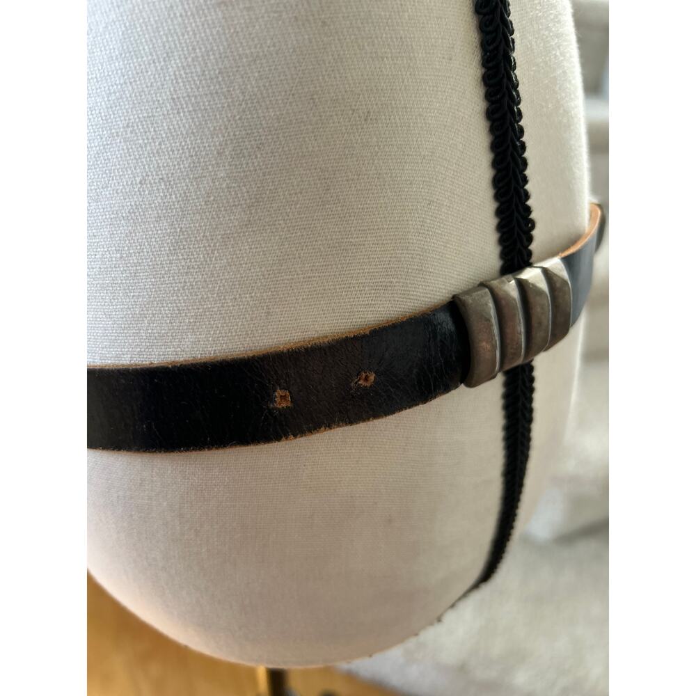 Vintage Black Metal Studded Southwestern Western Aztec Tribal Leather Belt (34) - Picture 5 of 7